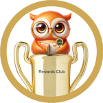Trophy with owl mascot representing The Rewards Club employee milestone gift card program